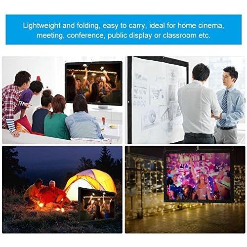  Zerone Projection Screen 16:9 HD Foldable Anti-crease Portable Projector Movies Screen for Home Theater Outdoor Indoor Support Double Sided Projection(72inch)
