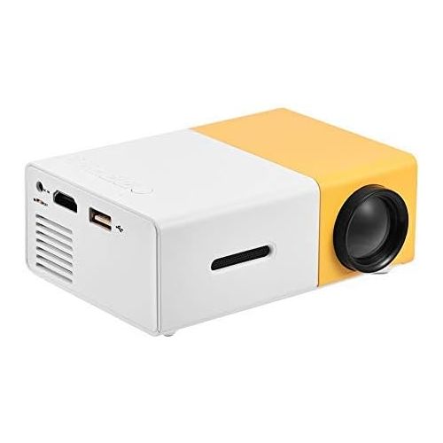  Zerone Mini Projector, Built-in Stereo Speaker Portable Multimedia Home Theater Projector with HDMI/AV/USB Interface 320x240 Resolution (White-Yellow)