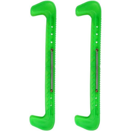  Zerone Figure Ice Skate Guards, 1 Pair Ice Hockey Skate Blade Guards Covers with Adjustable Spring (Green)