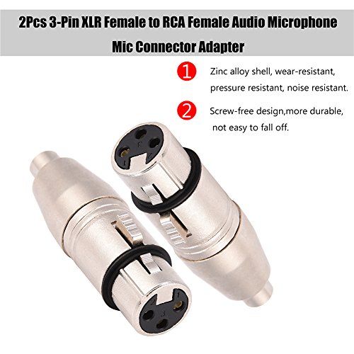  [아마존베스트]Zerone 2pcs 3-Pin XLR Female to RCA Female Adapter Audio Microphone Mic Connector XLR to RCA Converter Gender Changer Adapter