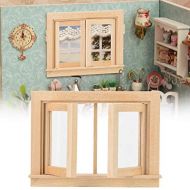 Zerone Doll Wooden Small Window,Portable Doll House Window,Mini Simulation Wood DIY Double Push Window for 1:12 Doll House Furniture Accessories