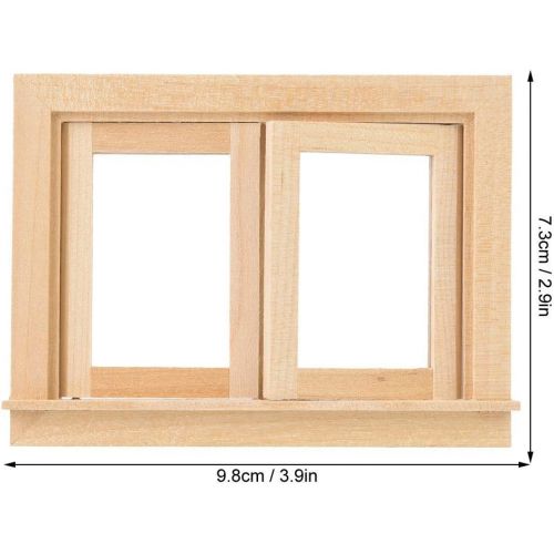  Zerone Doll Wooden Small Window,Portable Doll House Window,Mini Simulation Wood DIY Double Push Window for 1:12 Doll House Furniture Accessories