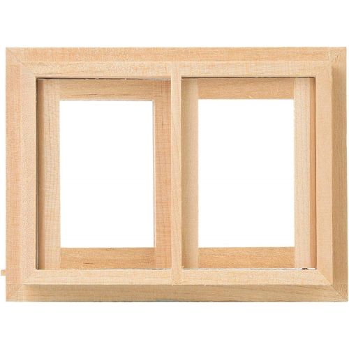  Zerone Doll Wooden Small Window,Portable Doll House Window,Mini Simulation Wood DIY Double Push Window for 1:12 Doll House Furniture Accessories