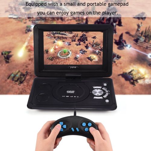  Zerone 13.9inch HD Portable DVD Player, MP3CDTV Player with Swivel Screen Built-in Rechargeable Battery Supported SD Card and USB Direct Play (US Plug 110-240V)