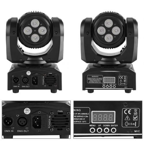  Zerone 90W LED Head Moving Stage Light, RGBW Double Side Double Face Mini Head Moving Disco Party Light 21 Channel DMX512 LED Effect Light for Show Live Party DJ Disco Concert Lighting