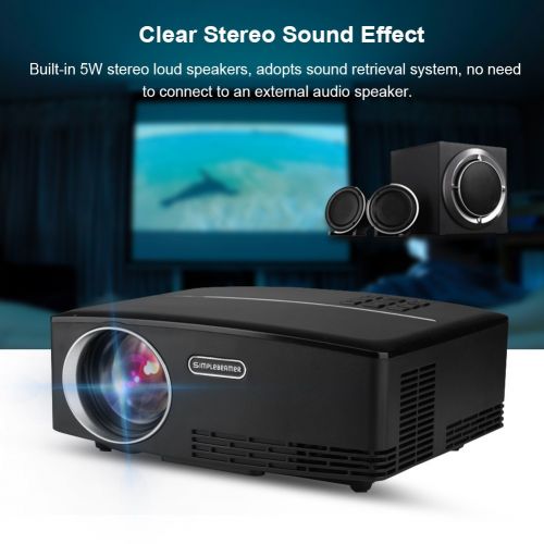  Zerone Home Theater Mini Projector 4K x 2K, Portable LED Video Projector HD HDMI Media Player Home Theater for Home Entertainment, Support AVUSB HDMIVGA Input(US Plug)
