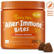 [아마존 핫딜] [아마존핫딜]Zesty Paws Allergy Immune Supplement for Dogs Peanut Butter - With Omega 3 Wild Alaskan Salmon Fish Oil, EpiCor, Digestive Prebiotics & Probiotics - Seasonal Allergies + Skin Itch & Hot Spots