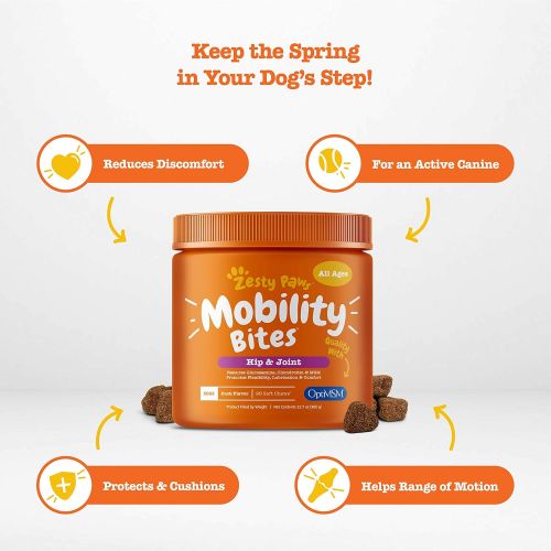  [아마존 핫딜] [아마존핫딜]Zesty Paws Glucosamine for Dogs - Hip & Joint Supplement for Dog Arthritis Pain Relief - with Chondroitin & MSM - Advanced Natural Mobility Pet Soft Chews for Joints - All Breeds &