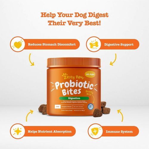  [아마존핫딜][아마존 핫딜] Zesty Paws Probiotic for Dogs - with Natural Digestive Enzymes + Prebiotics & Pumpkin - for Diarrhea & Upset Stomach Relief + Gas & Constipation - Allergy & Immune + Hot Spots