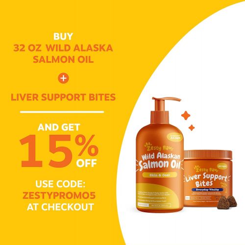 [아마존 핫딜] Zesty Paws Pure Wild Alaskan Salmon Oil for Dogs & Cats - Supports Joint Function, Immune & Heart Health - Omega 3 Liquid Food Supplement for Pets - Natural EPA + DHA Fatty Acids for Skin & C