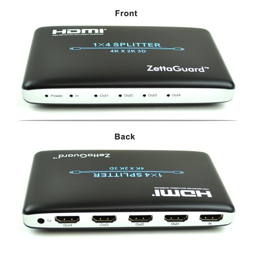  ZettaGuard Zettaguard 1 x 4 HDMI Splitter 1 In 4 Out Digital 1X4 Switch with Full HD 4K x 2K, 3840 × 2160, 3D Support (ZW140)