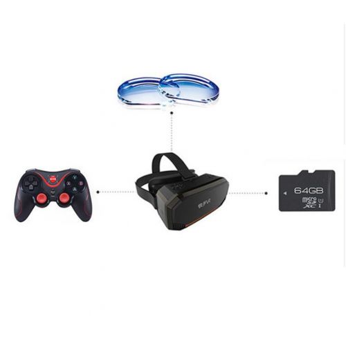  Zhang With Eye Protection VR Headset 3D Glasses 360 HD Viewing Immersive Virtual Reality Helmet Video Game Controller For Iphone 7 6 6S Plus, Samsung S6 / S6 Edge , HTC And 4.0-6.1 Inch