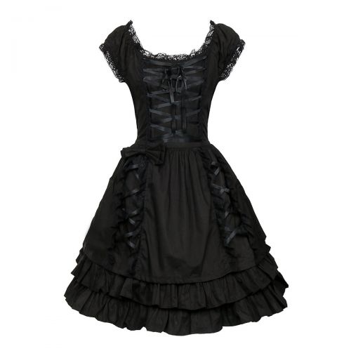  ZhangjiayuanST Black Lace up Lolita Costume Dress Girls Women Princess Gothic Fancy Dress up Cosplay Skirts