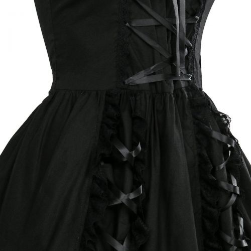  ZhangjiayuanST Black Lace up Lolita Costume Dress Girls Women Princess Gothic Fancy Dress up Cosplay Skirts