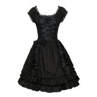 ZhangjiayuanST Black Lace up Lolita Costume Dress Girls Women Princess Gothic Fancy Dress up Cosplay Skirts