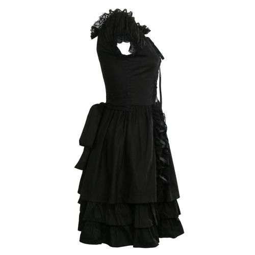  ZhangjiayuanST Black Lace up Lolita Costume Dress Girls Women Princess Gothic Fancy Dress up Cosplay Skirts