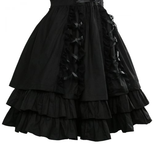  ZhangjiayuanST Black Lace up Lolita Costume Dress Girls Women Princess Gothic Fancy Dress up Cosplay Skirts