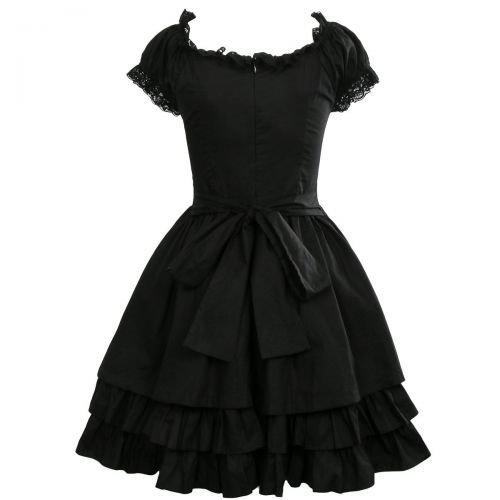  ZhangjiayuanST Black Lace up Lolita Costume Dress Girls Women Princess Gothic Fancy Dress up Cosplay Skirts