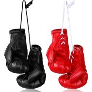 Zhanmai 2 Pairs Mini Boxing Gloves for Car Mirror Miniature Punching Gloves Boxing Party Favors Holiday Christmas Ornament Hanging Decoration for Home Car Accessories Bag Keychain Baby (Black, Red)