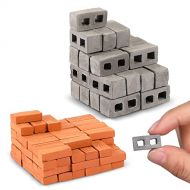 Zhanmai 30 Pieces 1/12 Mini Cinder Blocks and 70 Pieces 1/16 Mini Red Bricks, Miniature Bricks DIY Fake Bricks for Miniature Model Buildings Figurine Landscaping Accessories