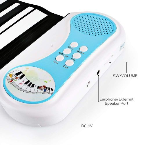  Zhao Xiemao Keys Portable Roll up Piano Kids 49-Key Flexible Roll-Up Educational Electronic Digital Music Piano Keyboard w Recording Feature, 8 Different tones, 6 Educational Demo Songs & Bui