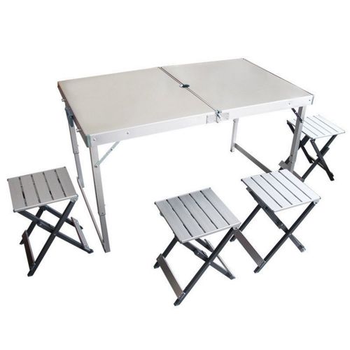  Zhaolan-Outdoors Supplies Portable Outdoor Camping Supplies Picnic Table Outdoor Table and Chair Combination Aluminum Folding Table and Chair Portable Barbecue Table, Folding Design
