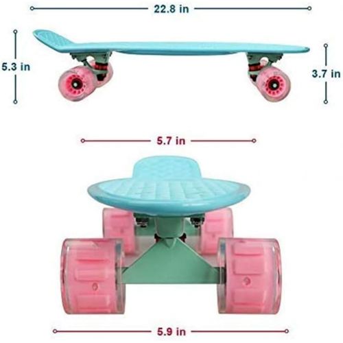  Zhengji Cruiser Skateboard 22 inch for Beginners with LED Light Up Wheels, Funny Cool Mini Skating Board 22 inch for Kids Boy Girl 7-14, Skateboard with Carrying Bags