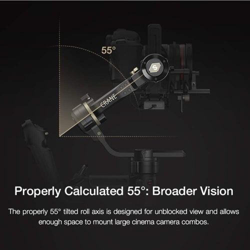  Zhiyun Crane 3S 3-Axis Handheld Gimbal Stabilizer for DSLR Cameras and Camcorder, 6.5kg Payload, Extendable Roll Axis, 12 Hours or Longer Continuous Uptime, DC-in, TransMount Smart
