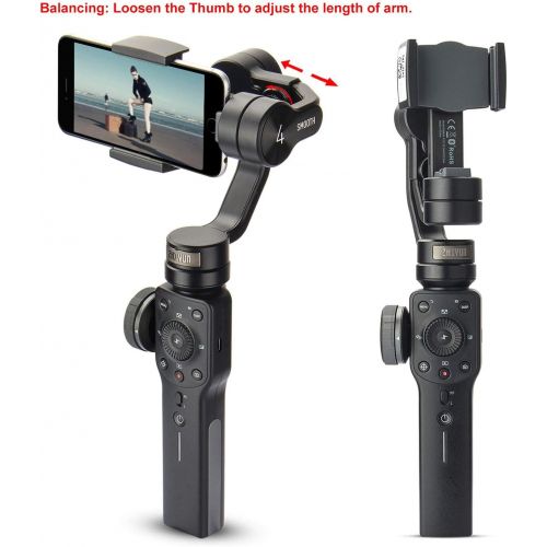  Zhiyun Smooth 4 Professional Gimbal Stabilizer for iPhone Smartphone Android Cell Phone 3-Axis Handheld Gimble Stick w/ Grip Tripod Ideal for Vlogging YouTube Vlog TikTok Instagram