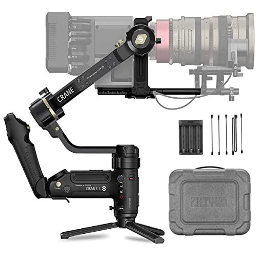  Zhiyun Crane 3S 3-Axis Handheld Gimbal Stabilizer for DSLR Cameras and Camcorder, 6.5kg Payload, Extendable Roll Axis, 12 Hours or Longer Continuous Uptime, DC-in, TransMount Smart