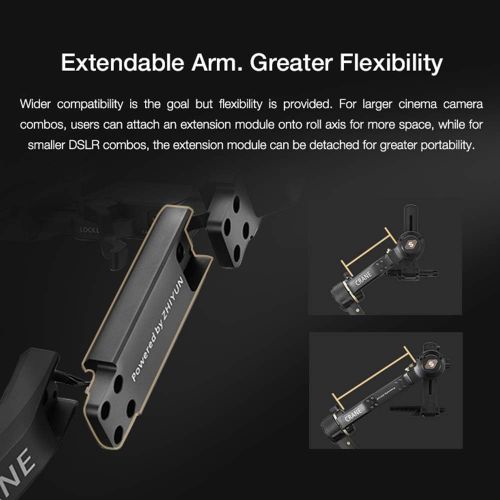  Zhiyun Crane 3S 3-Axis Handheld Gimbal Stabilizer for DSLR Cameras and Camcorder, 6.5kg Payload, Extendable Roll Axis, 12 Hours or Longer Continuous Uptime, DC-in, TransMount Smart