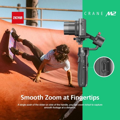  Zhiyun Crane-M2 3-Axis Handheld Gimbal Stabilizer, Zhiyun Crane M New Upgrade Version for Compact Cam, Light Mirrorless Cam, Smartphones & Action Cam, Quick On/Off, 7h Runtime, WiF
