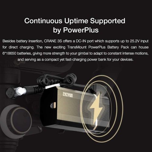  Zhiyun Crane 3S 3-Axis Handheld Gimbal Stabilizer for DSLR Cameras and Camcorder, 6.5kg Payload, Extendable Roll Axis, 12 Hours or Longer Continuous Uptime, DC-in (Pro Package)