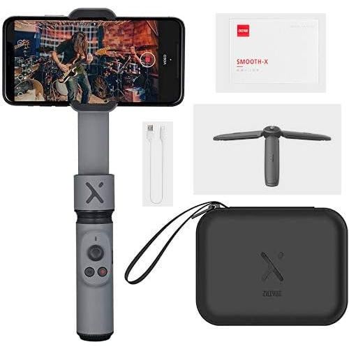  Zhiyun Smooth X Combo Kit with Mini Tripod and Pouch 2-Axis Smartphone Gimbal Stabilizer for iPhone Android Samsung, Selfie Stick, YouTube Vlog Video, Face Tracking, Bluetooth, Ges