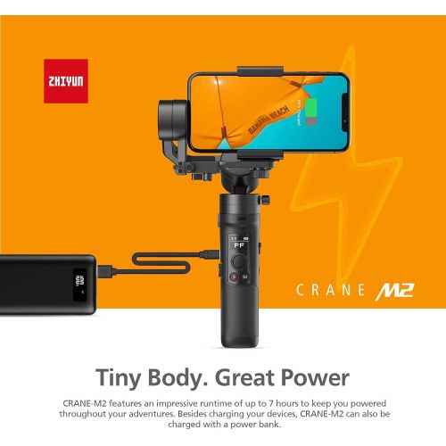 지윤텍 Zhiyun Crane M2 [Official] Handheld 3-Axis Gimbal Stabilizer for Mirrorless Camera, Gopro, Smartphone with Grip Tripod