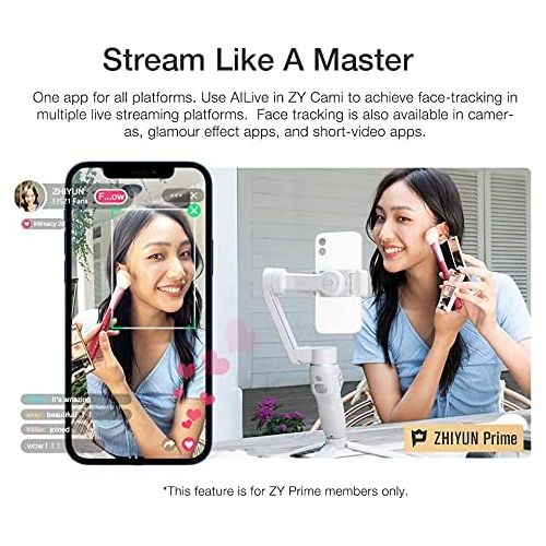  Zhiyun Smooth Q3 Handheld 3-Axis Smartphone Gimbal Stabilizer with Grip Tripod Vlog LED Fill Light Compatible with iPhone 12 11 PRO MAX X XR XS Smartphone with Gesture Control,Obje