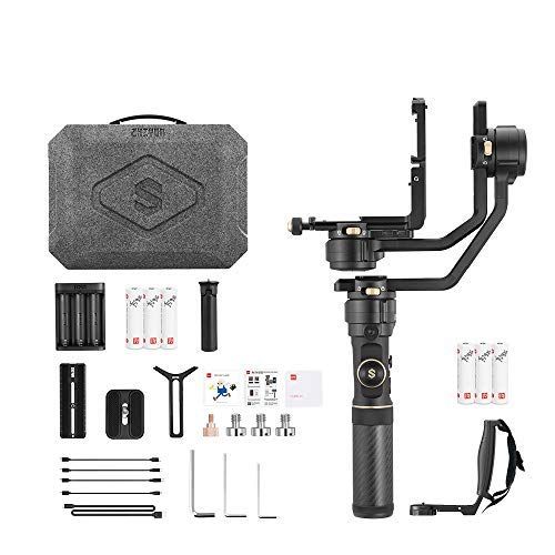  Zhiyun Crane 2S 3-Axis Handheld Gimbal Stabilizer for DSLR and Mirrorless Cameras Upgraded Focus Control Vertical Shooting (Combo Package with Dual Handle Grip and Battery Kit)