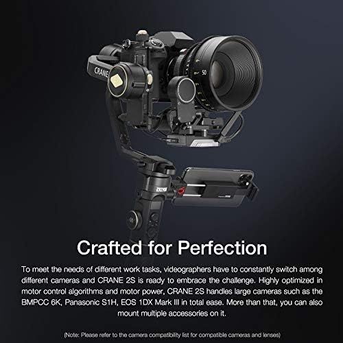  Zhiyun Crane 2S 3-Axis Handheld Gimbal Stabilizer for DSLR and Mirrorless Cameras Upgraded Focus Control Vertical Shooting (Combo Package with Dual Handle Grip and Battery Kit)