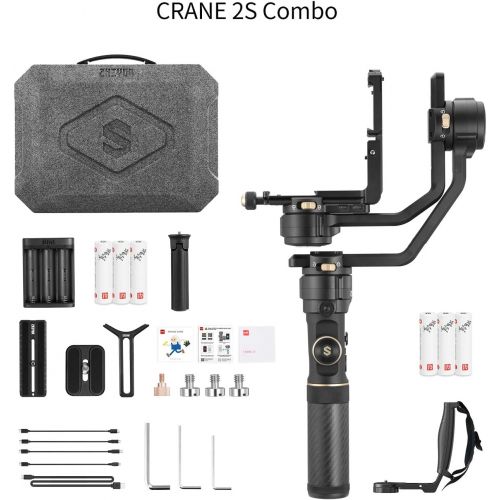  Zhiyun Crane 2S Combo 3-Axis Camera Gimbal Stabilizer for DSLR Camera Sony A6600 Nikon D850 Canon EOS 1DX Mark II Panasonic S1H BMPCC 6K,Vertical Shooting,0.96 OLED Screen,Focus Co