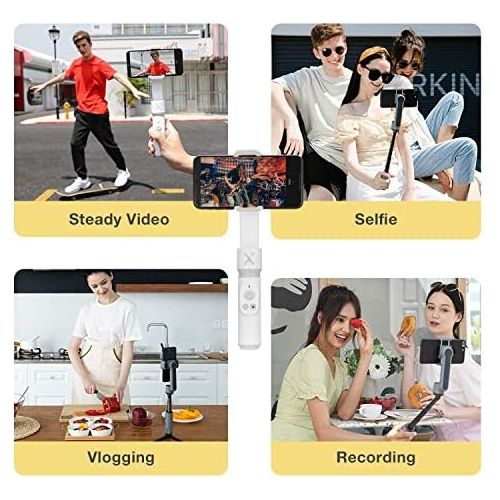  ZHIYUN Smooth X Gimbal Stabilizer, Handheld Extendable Selfie Stick for iPhone Android, Vlog & YouTube Live Video, Face/Object Tracking, Bluetooth Remote, Gesture & Zoom - White (T