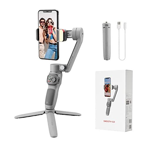  Zhiyun Smooth Q3 Gimbal stabilizer for Smartphones, Phone Gimbal with Fill Light, Tripod, 3-Axis Gimbal for iPhone 12 11 Pro Max X XR XS, Vlogging YouTube TikTok Instagram Live Vid