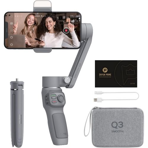  Zhiyun Smooth Q3 Combo, 3 Axis Handheld Smartphone Gimbal iPhone Stabilizer for iPhone 12 11 Pro Xs Max Xr X 8 Plus 7 6 SE Android Cell Phone Smartphone YouTube Vlog Live Video Kit