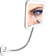 ZhihuaH 7X Magnifying Makeup Mirror Lighted Vanity Bathroom Square Mirror with 360 Degree Swivel Rotation, Flexible Gooseneck, and Locking Suction