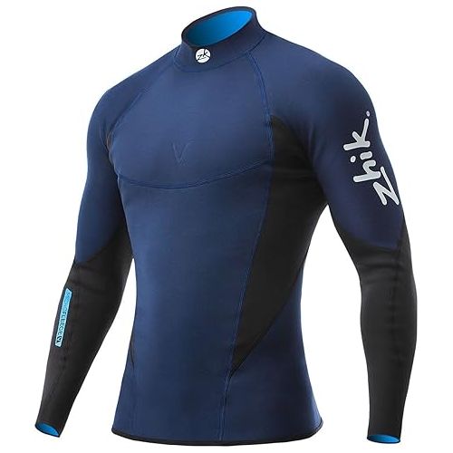  Zhik Microfleece V 1MM Neoprene Wetsuit Long Sleeve Top Navy - Easy Stretch - Targeted Super Stretch Paneling for Optimum fit -