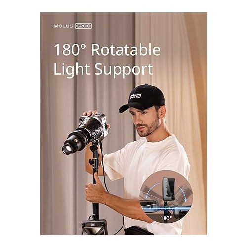 지윤텍 ZHIYUN Molus G200 [Official] 200W COB Video Light, Portable Continuous Output Lighting,2700-6500K 9460 lux@1m, LED Photography Lighting with Bowens Mount, APP Control, Ultra Quiet for Video Recording