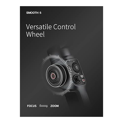 지윤텍 Zhiyun Smooth 5 Phone Gimbal, 3-Axis Handheld Smartphone Stabilizer with Grip Tripod, AI Face Tracking for iPhone Android Portable & Foldable, YouTube TikTok Video, FiLMiC Pro