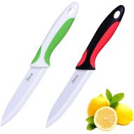 Zhiyun Paring knife 2 pcs Ceramic Knives 4 Inch Fruit Knife, Zirconia Blade with Ergonomic Comfort Handle,use for Fruit Vegetable Bread and Meat,2 knives with covers(Green and Black)