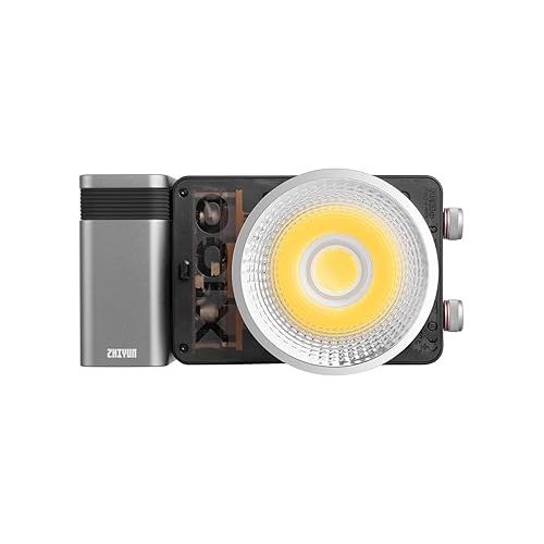 지윤텍 Zhiyun Molus X100 Combo 100W Bi-Color LED Video Light, 385g LED Pocket Light, 2700K-6500K CRI 95+ TLCI 97+w/Bowens Mount Adapter Ring, Detachable Grip Battery,Bluetooth App Control, Studio Spotlight