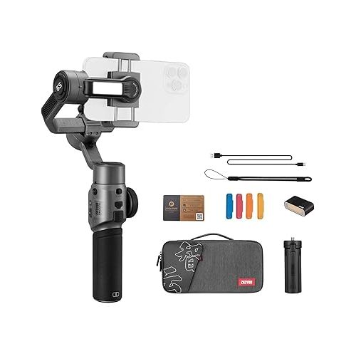 지윤텍 Zhiyun Smooth 5S Pro Smartphone Stabilizer Combo (Gray) Bundle with 64GB UHS-I microSDXC Memory Card, Adapter and 3.0 Reader (3 Items)