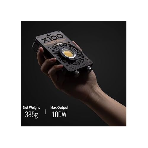 지윤텍 Zhiyun Molus X100 100W LED Video Light CCT 2700K~6500K CRI≥95 TLCI≥97 ZY Mount Manual and App Control Music Mode Continuous Lighting for Photography, Studio Video, YouTube, Vlog, Live Stream, etc